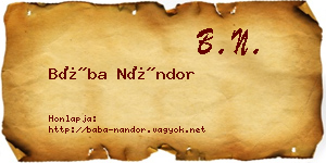 Bába Nándor névjegykártya