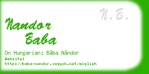 nandor baba business card