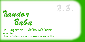 nandor baba business card